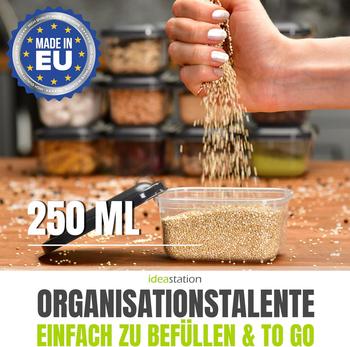 Gefrierdosen 250ml mit Deckel 12 Stück - anthrazit - stapelbare Dosen mit Deckel - kleine Frischhalt