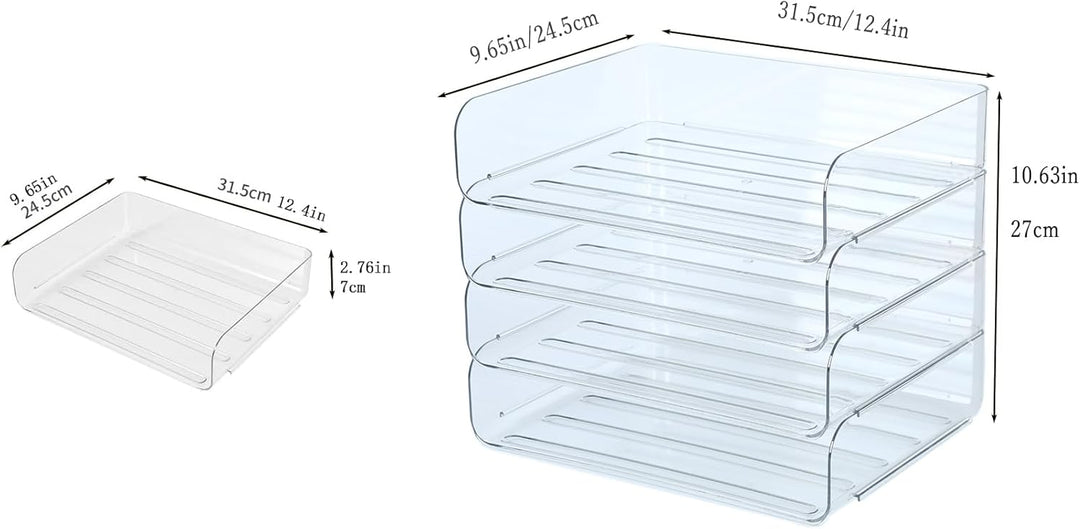 4-stöckige Ablagekorb für A4, Dokumentenablage aus PET Kunststoff, Briefkorb, Briefablage Organizer