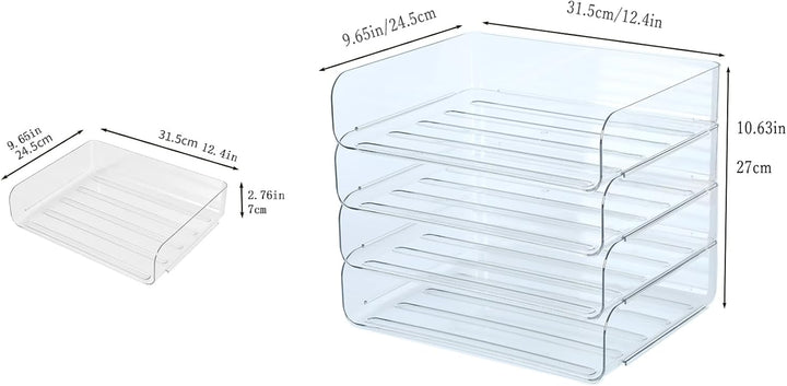 4-stöckige Ablagekorb für A4, Dokumentenablage aus PET Kunststoff, Briefkorb, Briefablage Organizer