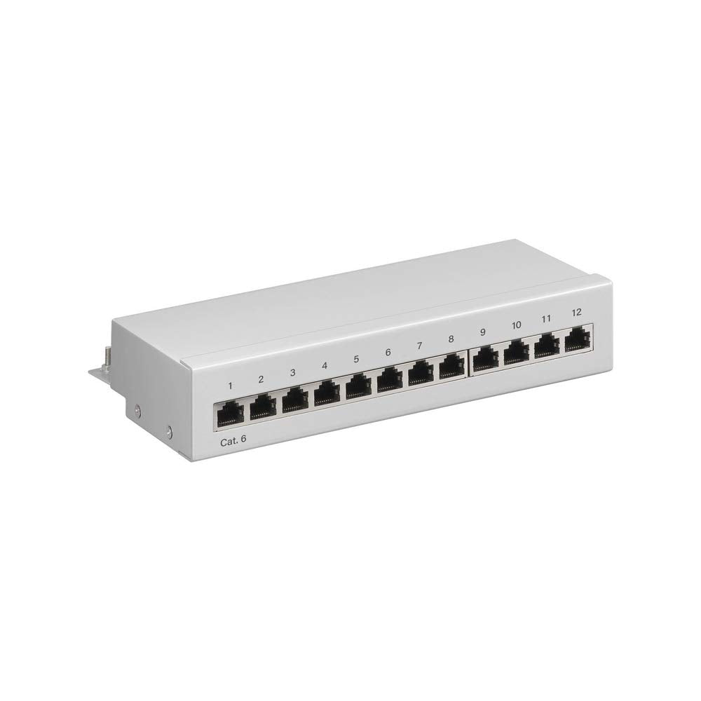 Goobay 69306 CAT 6 Patch Panel 12 Port / RJ45 Buchsen Netzwerkstecker / 250 MHz LAN Patchfeld / 1 HE