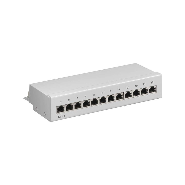 Goobay 69306 CAT 6 Patch Panel 12 Port / RJ45 Buchsen Netzwerkstecker / 250 MHz LAN Patchfeld / 1 HE