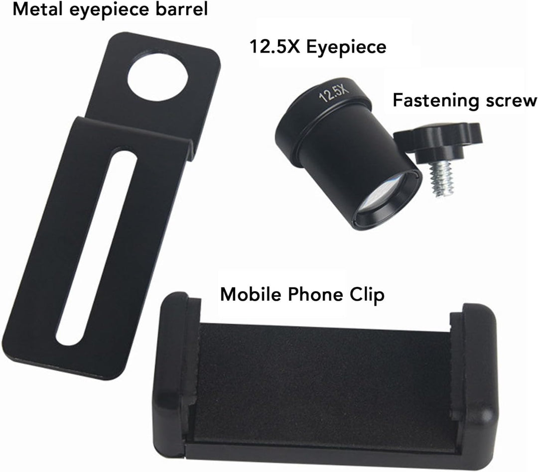Mikroskop-Objektiv-Smartphone-Adapter, Mikroskop-Handy-Kamera-Adapter, Eingebautes 12,5-faches Mikro