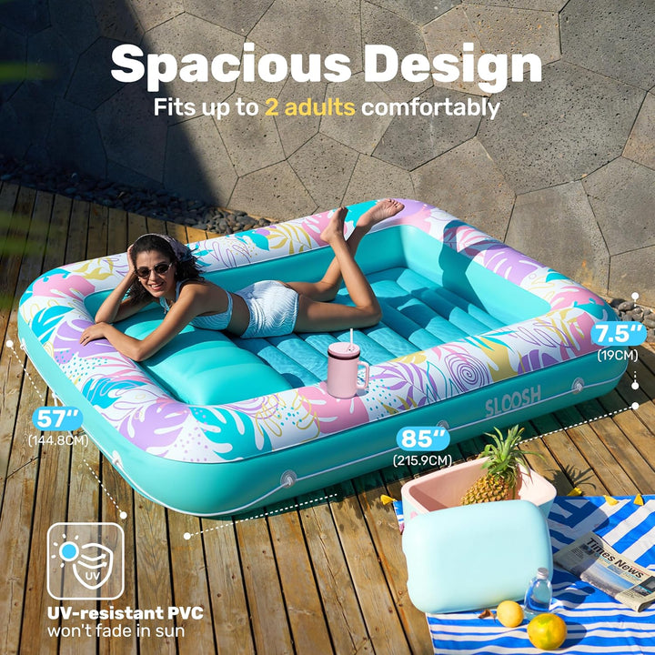 SLOOSH Aufblasbare Tanning Pool, 70" x 46"/ 85" x 57" Grosse aufblasbarer Luftmatratze für Erwachsen