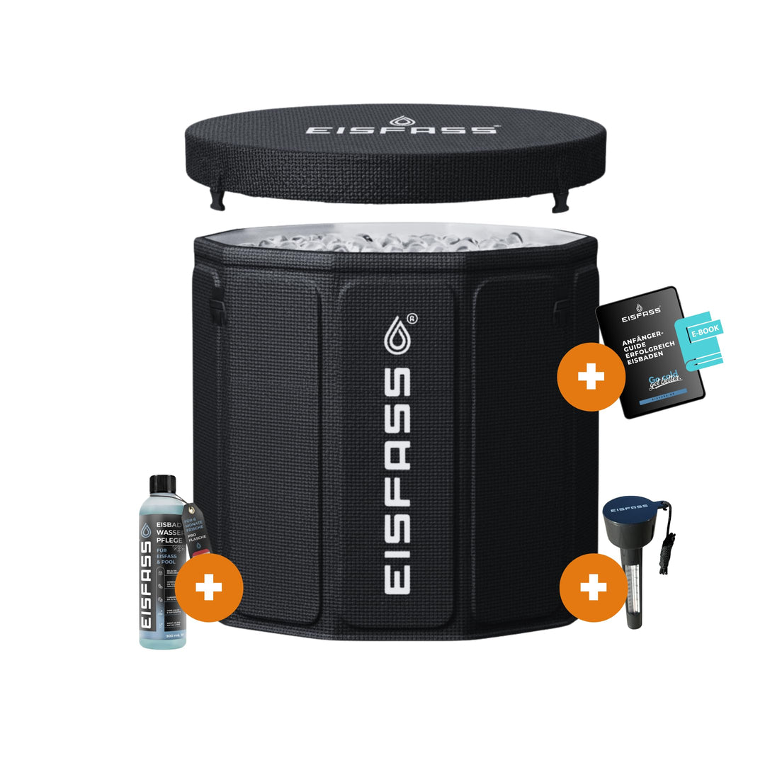 Eisfass® Easy Premium Eisbad für Zuhause zum Eisbaden (77cm Ø x 67 cm, 250L) Patentiert in Europa -