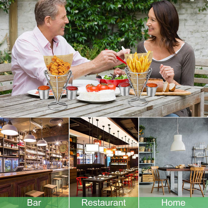 Hemoton 2 Stücke Pommeshalter Pommesständer mit Saucenschälchen Pommes Frites Halter Kegel Pommestüt