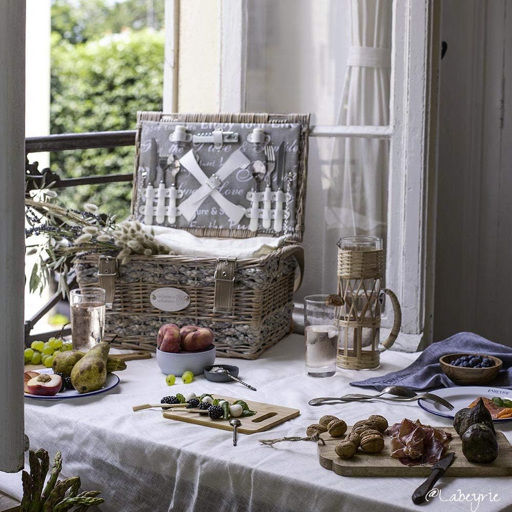 Les Jardins de la Comtesse - Picknickkorb Love aus Weide - Komplett Für 2 Personen - Kühlfach/Kerami