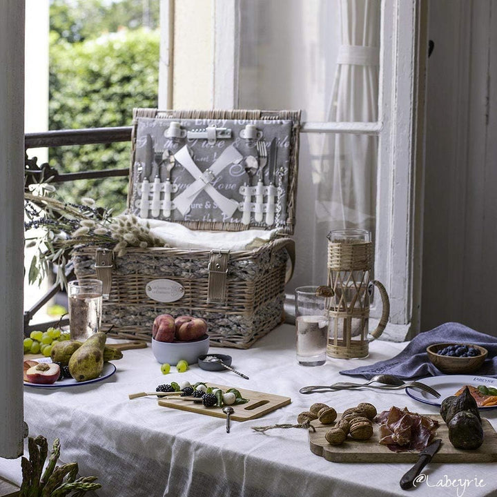 Les Jardins de la Comtesse - Picknickkorb Love aus Weide - Komplett Für 2 Personen - Kühlfach/Kerami