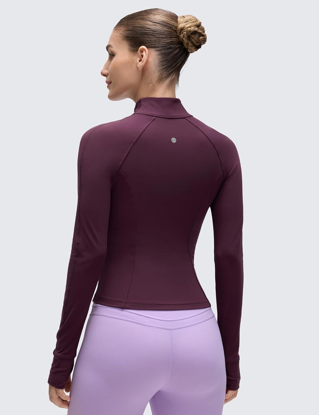 CRZ YOGA Damen Butterluxe Full Zipper Sport Jacke Zip Tasche Crop Running Laufjacke Gym Langarmshirt