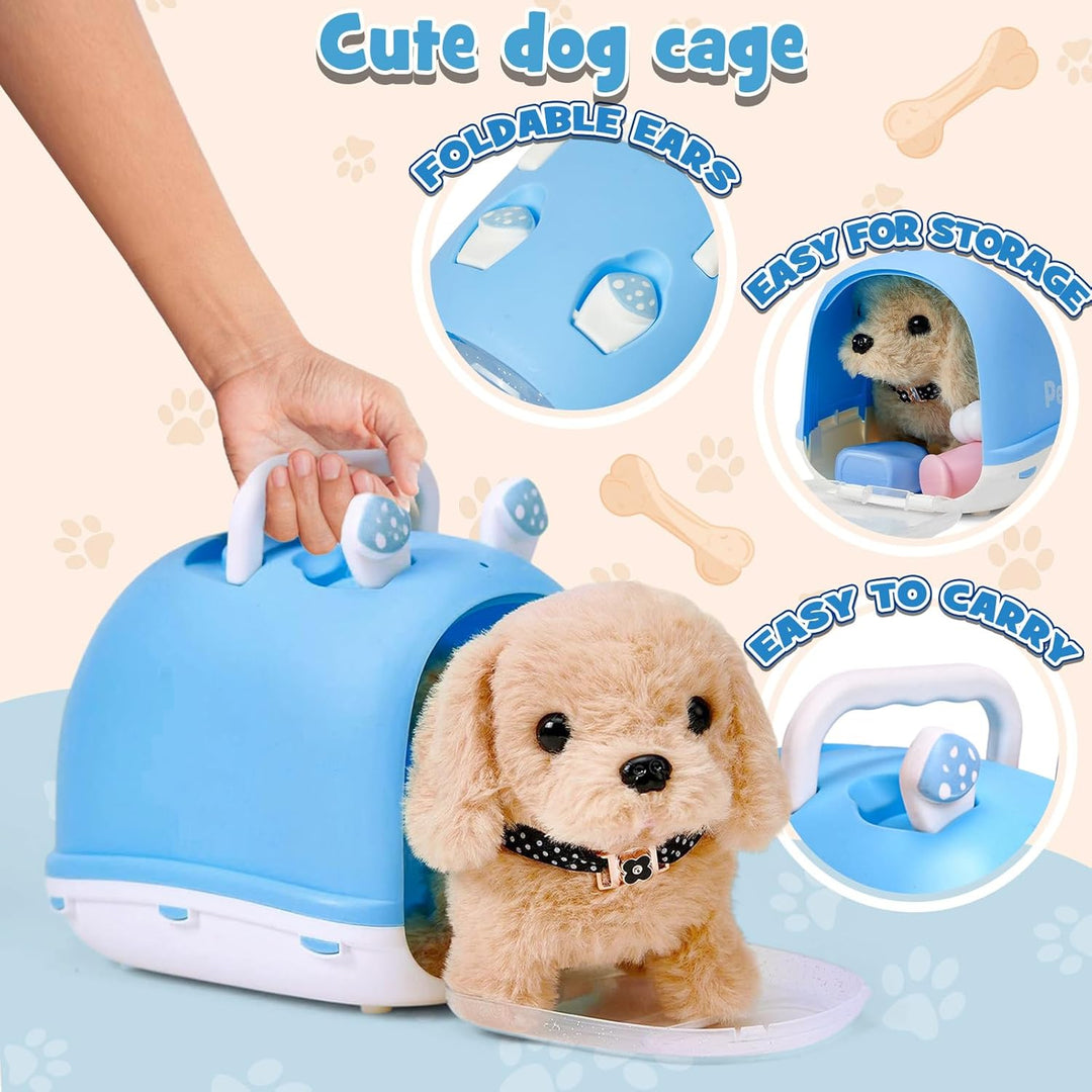 Tacobear Hund Spielzeug Kinder der Läuft und Bellt, Elektrischer Hund mit Leine Hundekäfig Hundemant