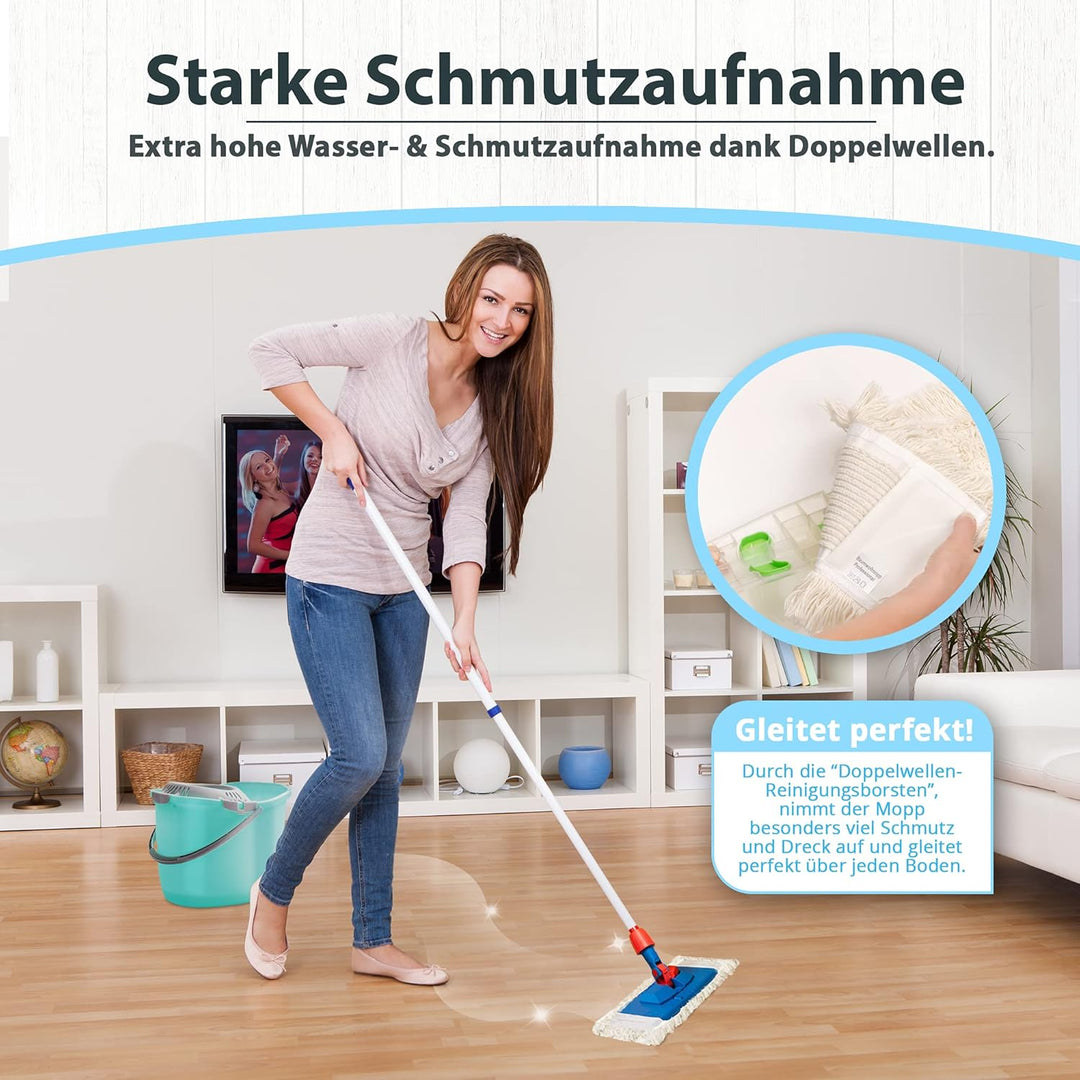 10 Stück Premium Wischmopbezug Ersatzbezug Set Baumwolle für 40 cm Wischmop Klapphalter Made IN Euro