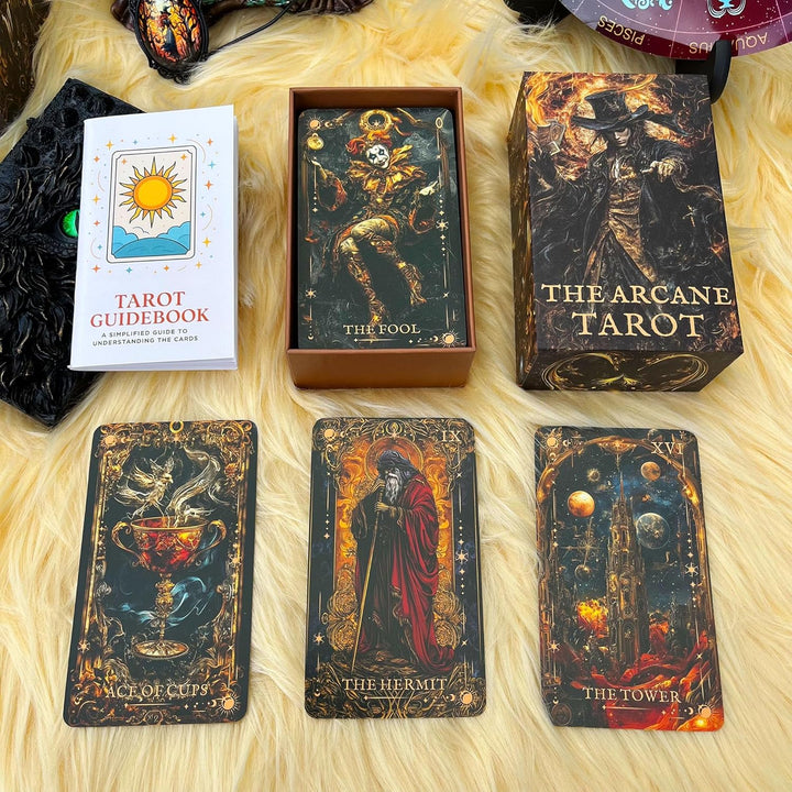 Dunkles Gothic-Tarotkartenspiel, einzigartig, Tarotkarten für Anfänger, Tarotkarten mit Begleitbuch,