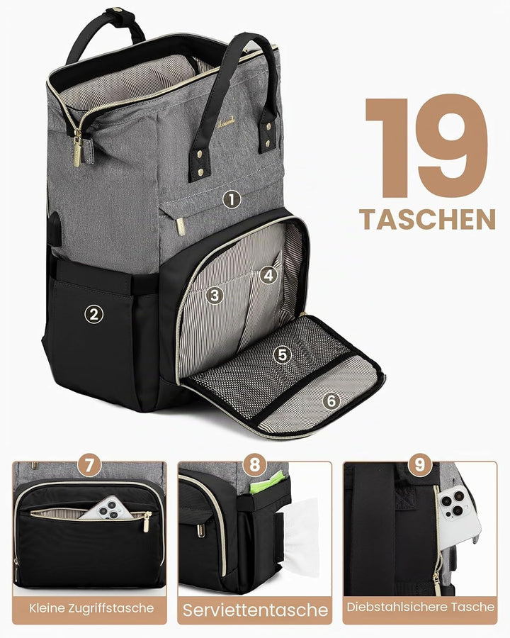 LOVEVOOK Laptop Rucksack Damen 17 Zoll, Gross Schulrucksack Teenager, Rucksack Handgepäck, Wasserdic