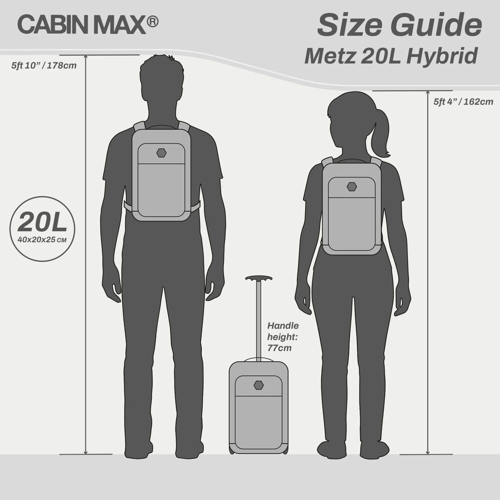 Cabin Max Reiserucksack, 40 x 20 x 25 cm, für Handgepäck – Rucksack mit niedrigem Sitz, geeignet für