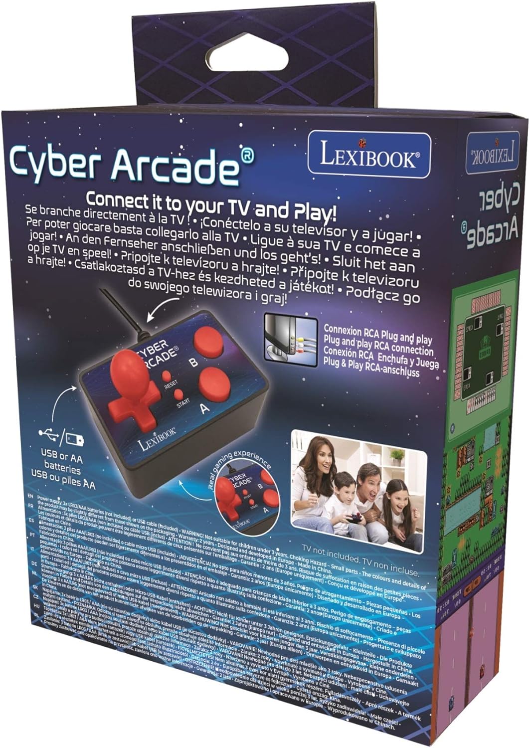Lexibook - Cyber Arcade TV-Spielekonsole, 200 Spiele, Plug N 'Play-Controller, Sport, Action, Joysti