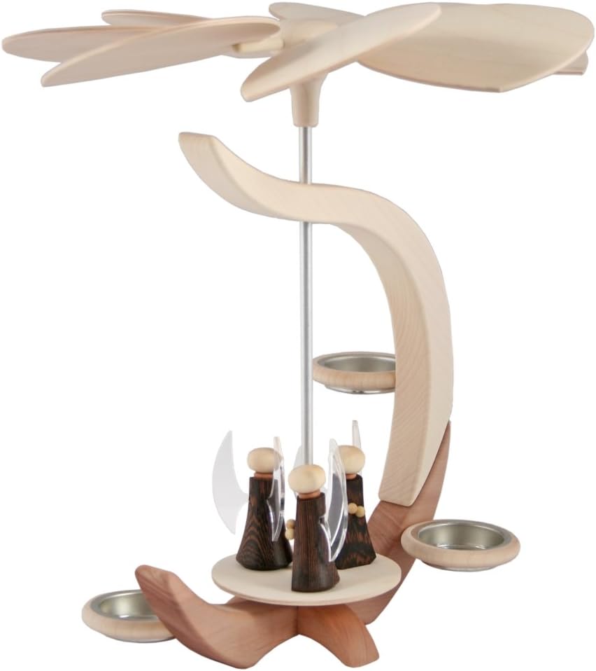 Seiffener Volkskunst - Pyramide C-Form mit Engeln, 30 cm, 1-stöckige Pyramide