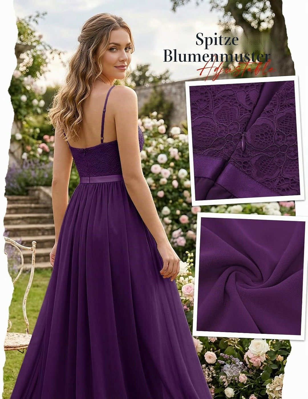DRESSTELLS Abendkleider Elegant für Hochzeit Festlich Ballkleid Damen Lang Brautkleid Standesamt Bra