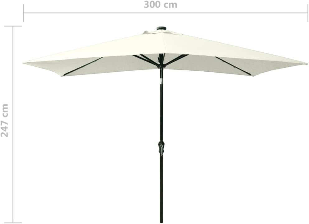 vidaXL Sonnenschirm mit LEDs Stahl-Mast Gartenschirm Marktschirm Strandschirm Schirm Sonnenschutz Ku