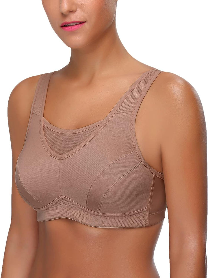 Wingslove Damen Sport BH ohne Bügel Nicht Gepolstert High Impact Bustier Halt Joggen BH 75F Bernstei