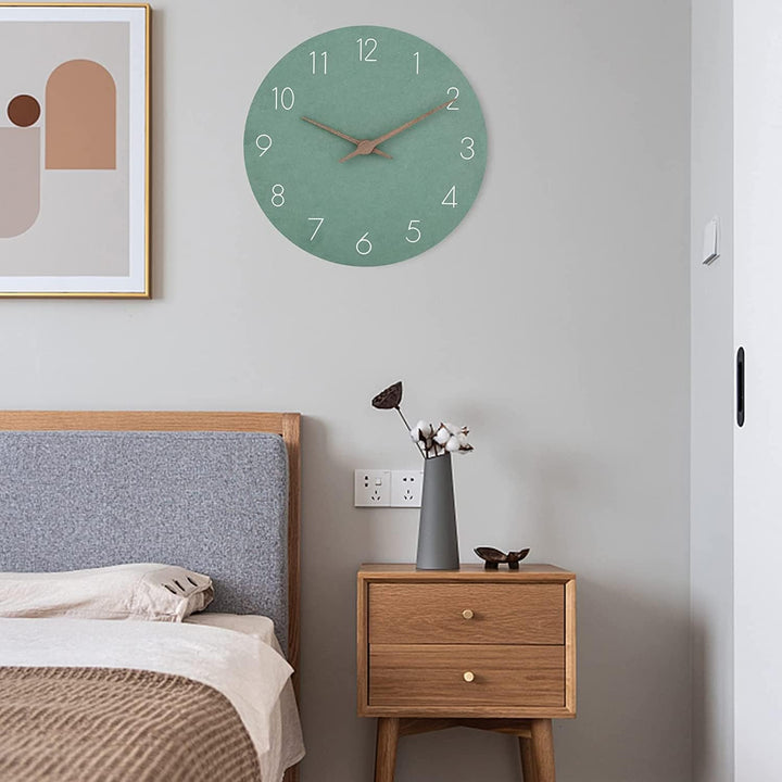 Warminn MDF Holz Wanduhr Ohne TickgeräUsche Lautlos Modern 30cm Quarz Gross Batterie Betriebene Wand