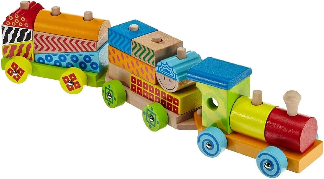 Eichhorn kleiner Zug – 18 bunte Holzbausteine aus Birkenholz für Kinder ab 1 Jahr – klassisches Kons