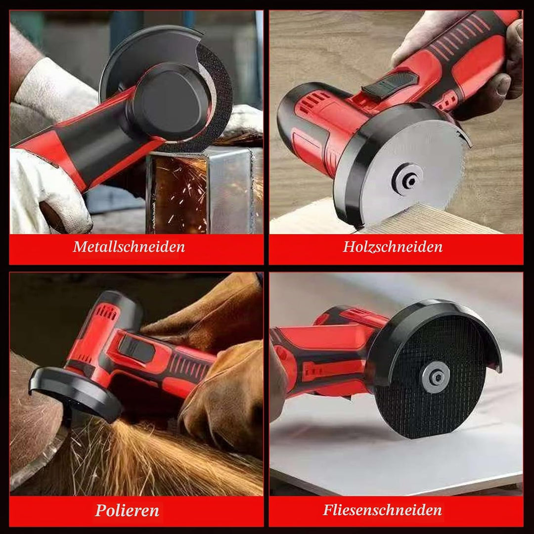 Akku Winkelschleifer,12V Mini Winkelschleifer mit 2x1200mAh Akkus 18000 PRM,Winkelschleifer mit 6 Tr
