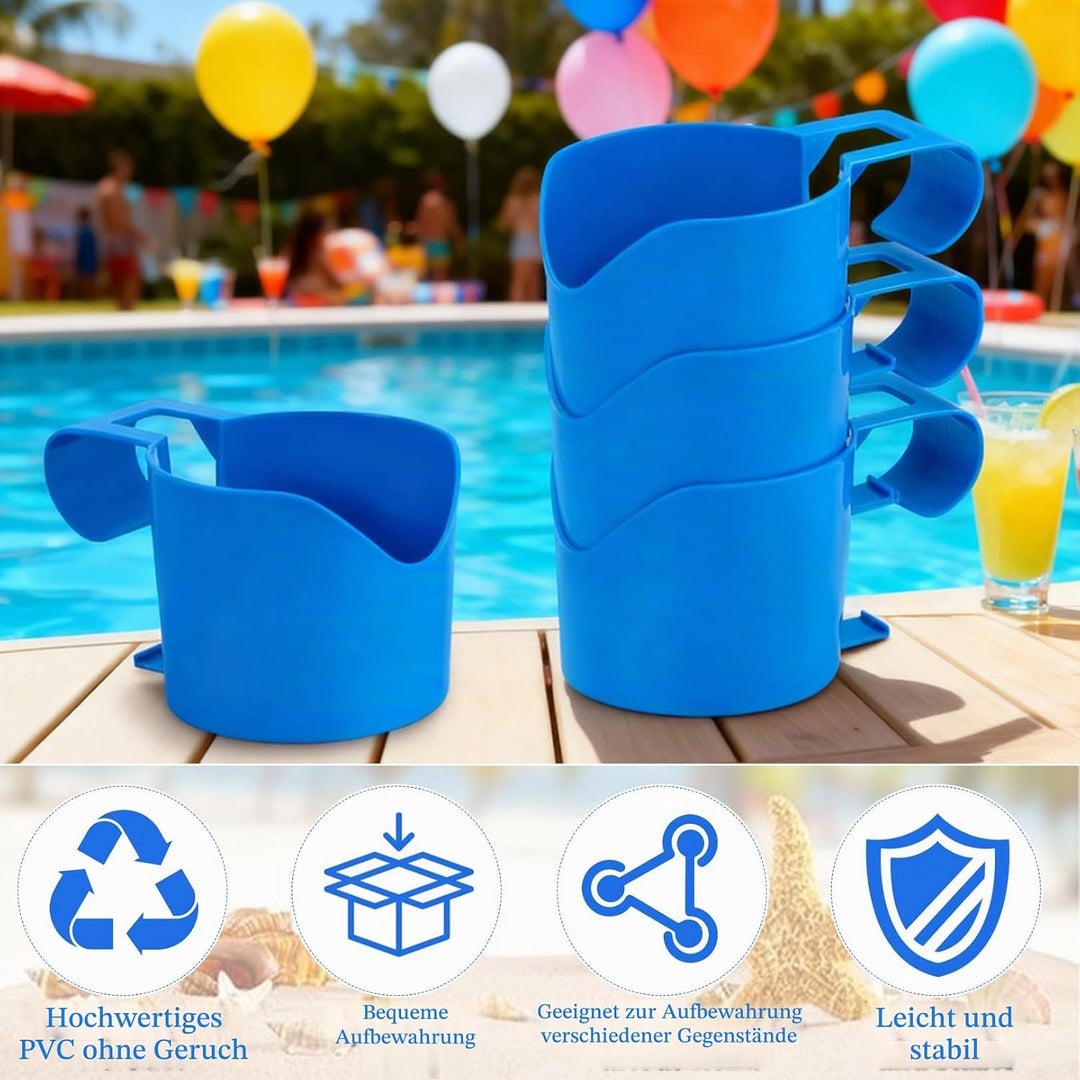 4 Stück Pool Zubehör,Getränkehalter Pool,für Poolrand Cup,Holder Becherhalter Whirlpool,Kunststoff a