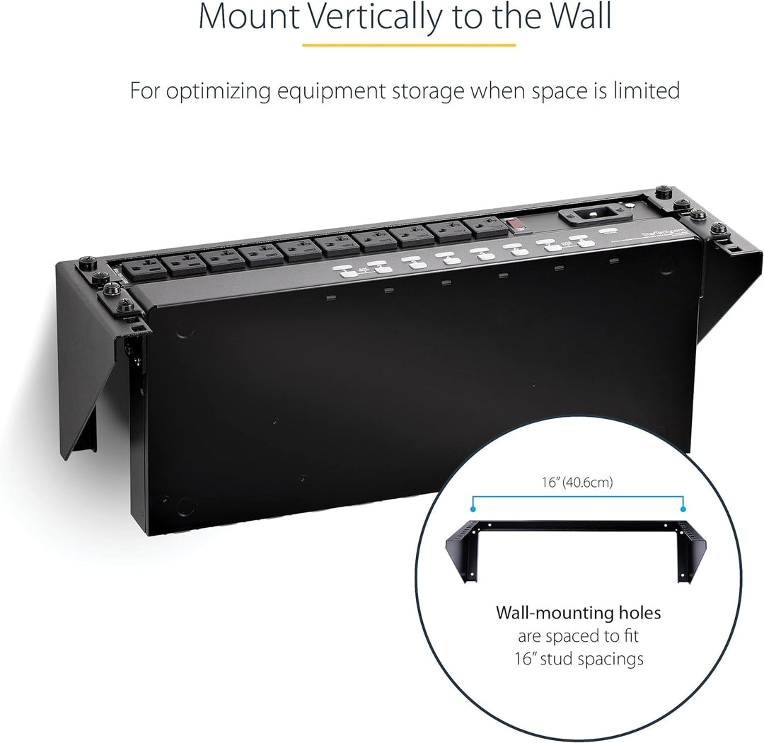 StarTech.com 3HE Wandmontage Halterung für Patch Panele - 19 Zoll - Stahl - Vertikale Montagehalteru
