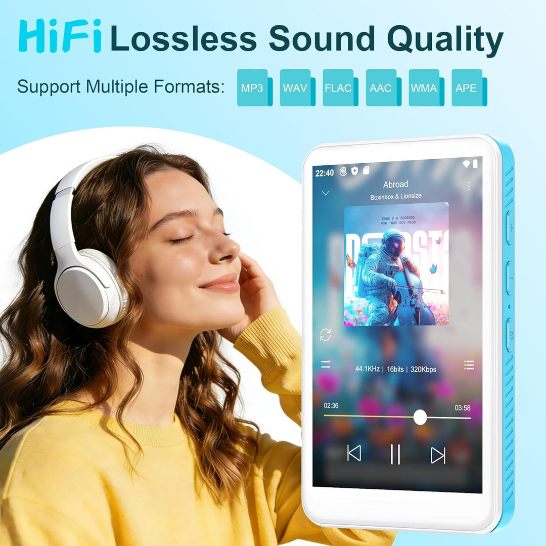 SWOFY 32GB MP3 Player mit Bluetooth und WLAN，D08 Android 13 MP3 Player, 4 Zoll Touchscreen, Bluetoot