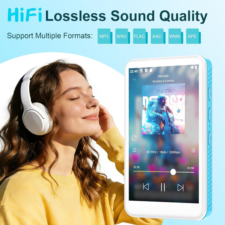 SWOFY 32GB MP3 Player mit Bluetooth und WLAN，D08 Android 13 MP3 Player, 4 Zoll Touchscreen, Bluetoot