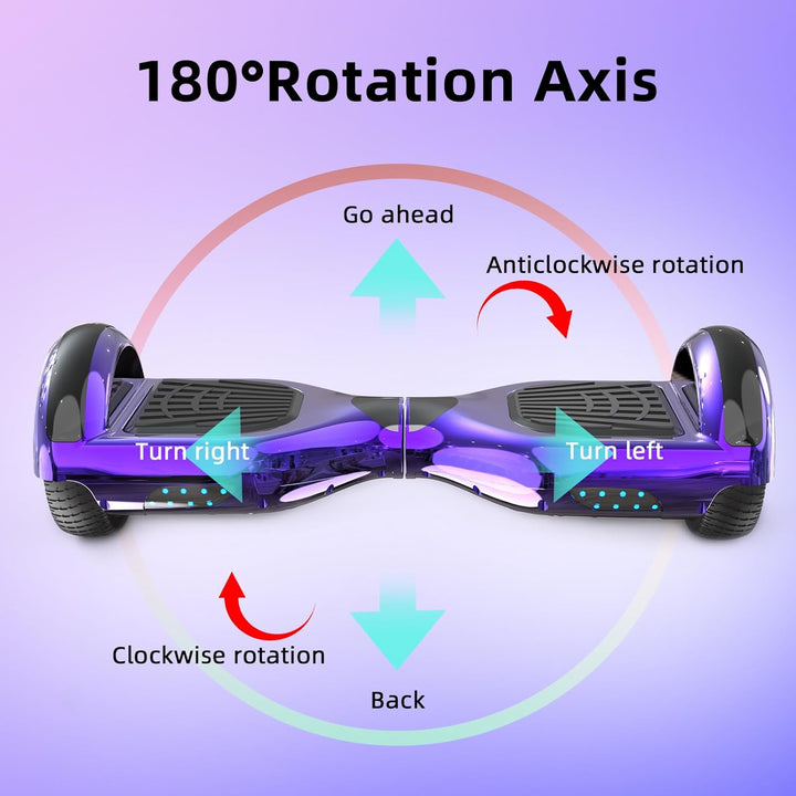 VOUUK Hoberboard 6,5-Zoll-Hoverboard mit zwei Rädern, Mit Bluetooth-Lautsprecher, Mit LED-Lichtern G