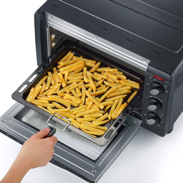 SEVERIN Back- und Toastofen, Mini Backofen mit Grillrost, Backblech und Krümelblech, vielseitiger Of
