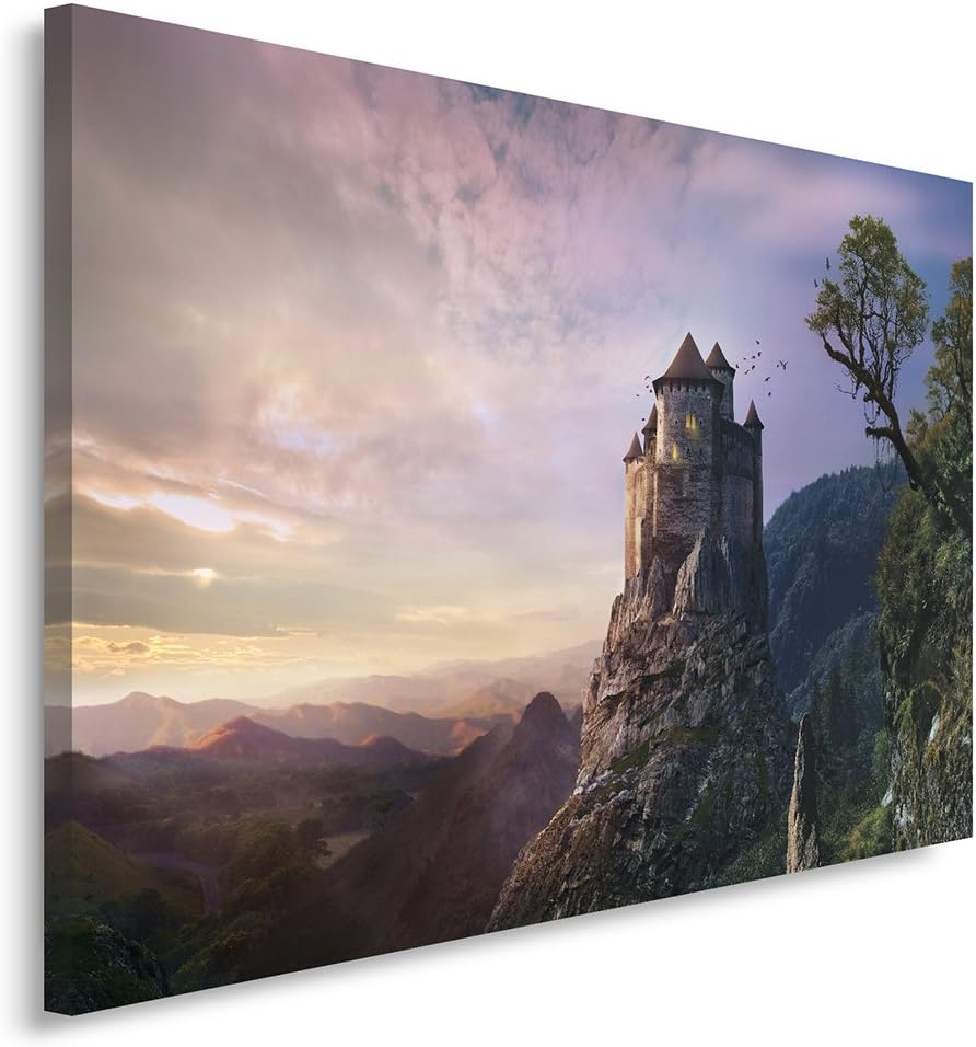 Feeby Bilder Landschaft Burg XXL 120x80 cm Wohnzimmer Schlafzimmer Büro Flur Küche Wandbilder Modern