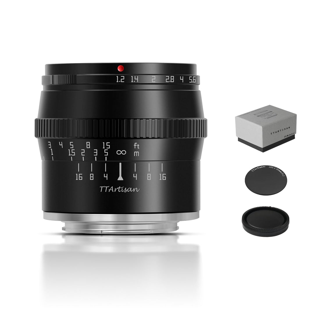 TT Artisan 50mm F1.2 APS-C Objektiv Anschluss MFT Mount Black Manueller Fokus optischer Aufbau 11 El