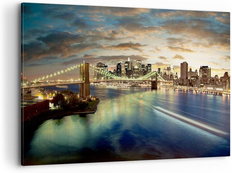 Bilder auf Leinwand 100x70cm Leinwandbild Amerika Architektur New York Gross Wanddeko Bild Schlafzim