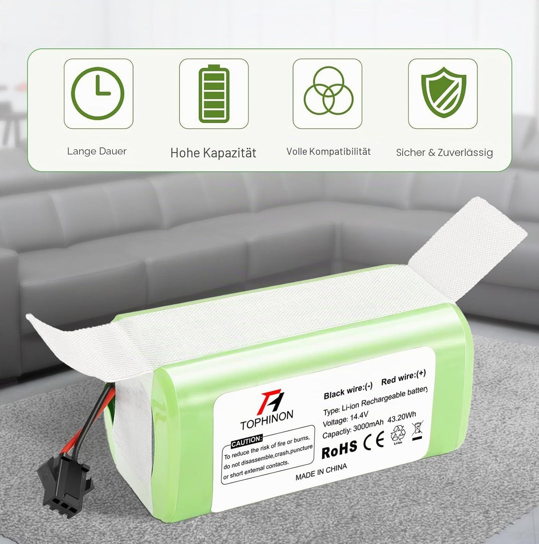 HT TopHinon 14.4V 3000mAh Li-ion Ersatzakku für Conga Excellence 950 990 1090 1790 1990, Eufy RoboVa