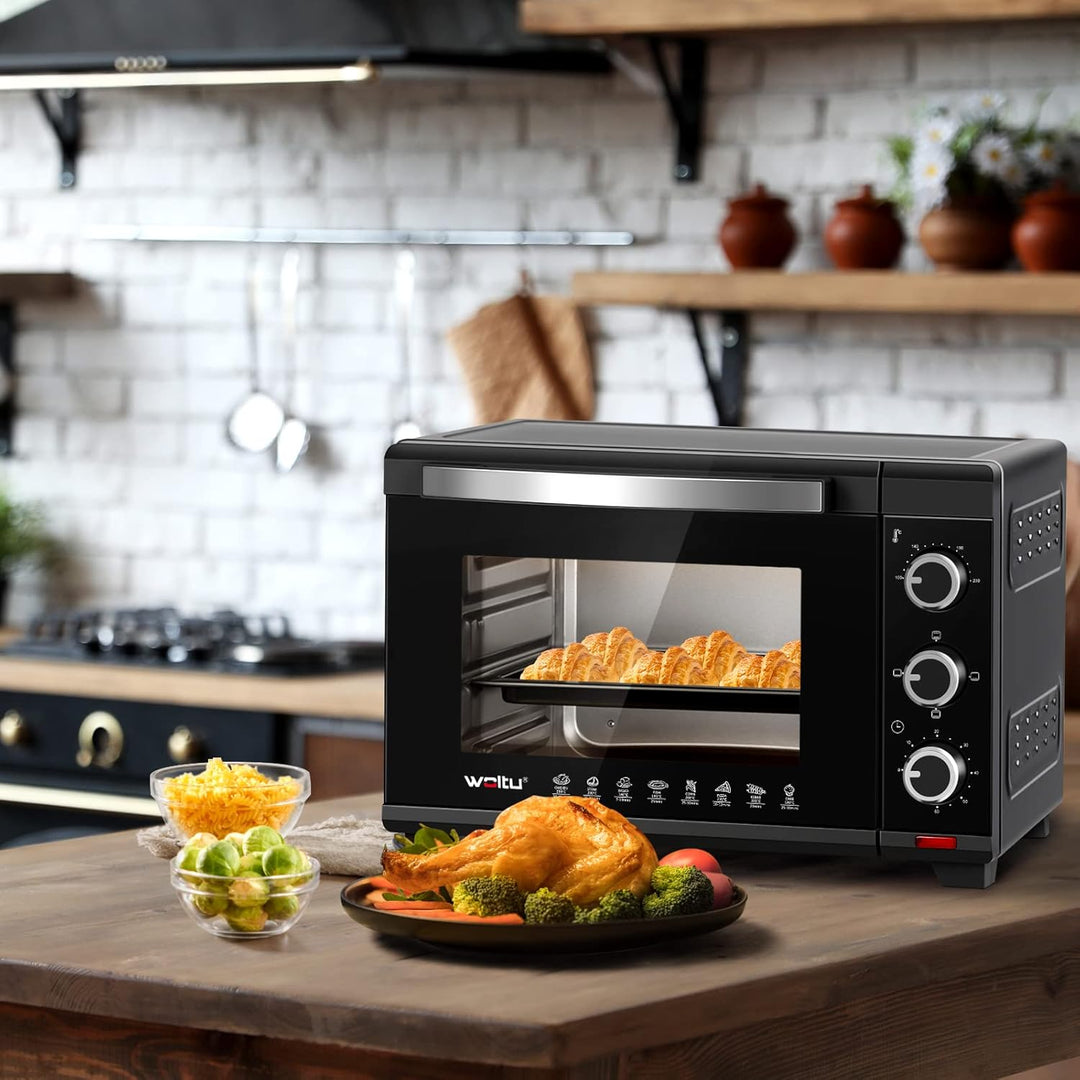 WOLTU Mini Backofen 25 Liter, 1500 Watt Toasterofen | Pizzaofen | Krümelblech mit Timer Minibackofen