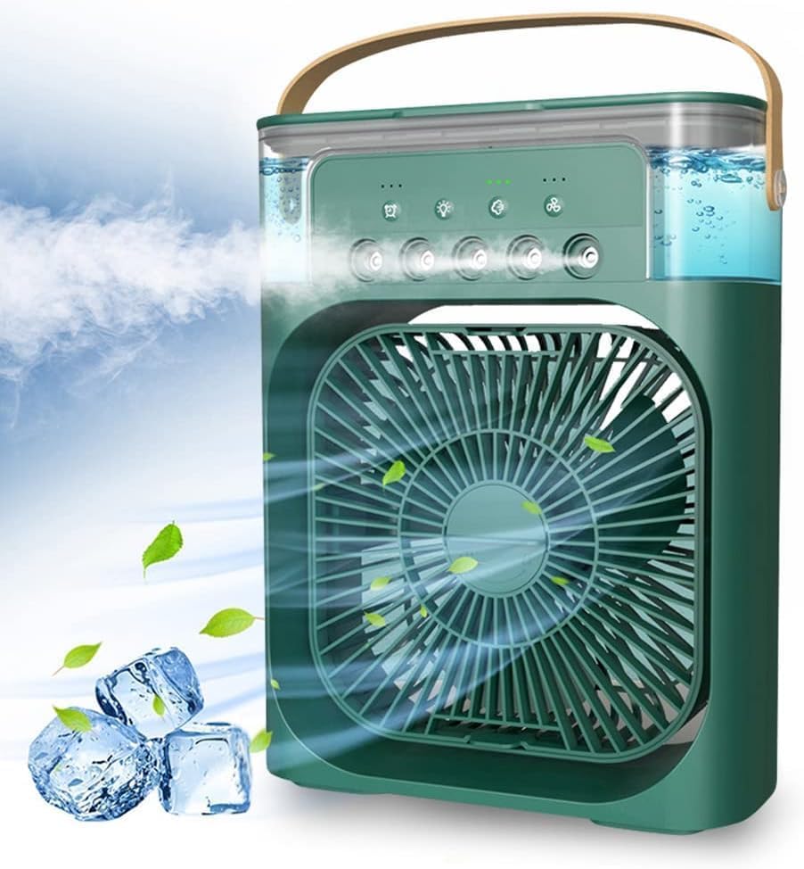 Tragbare Klimaanlage Fan, 4 in 1 Personal Mini Cooling Fan mit Wassernebel Spray, 3 Geschwindigkeite