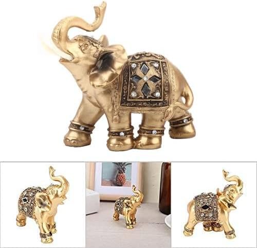 Elefantenstatuen, Glückselefant Wohnkultur Gold Messing Dekorfiguren mit Rüssel nach Oben Reichtumsg