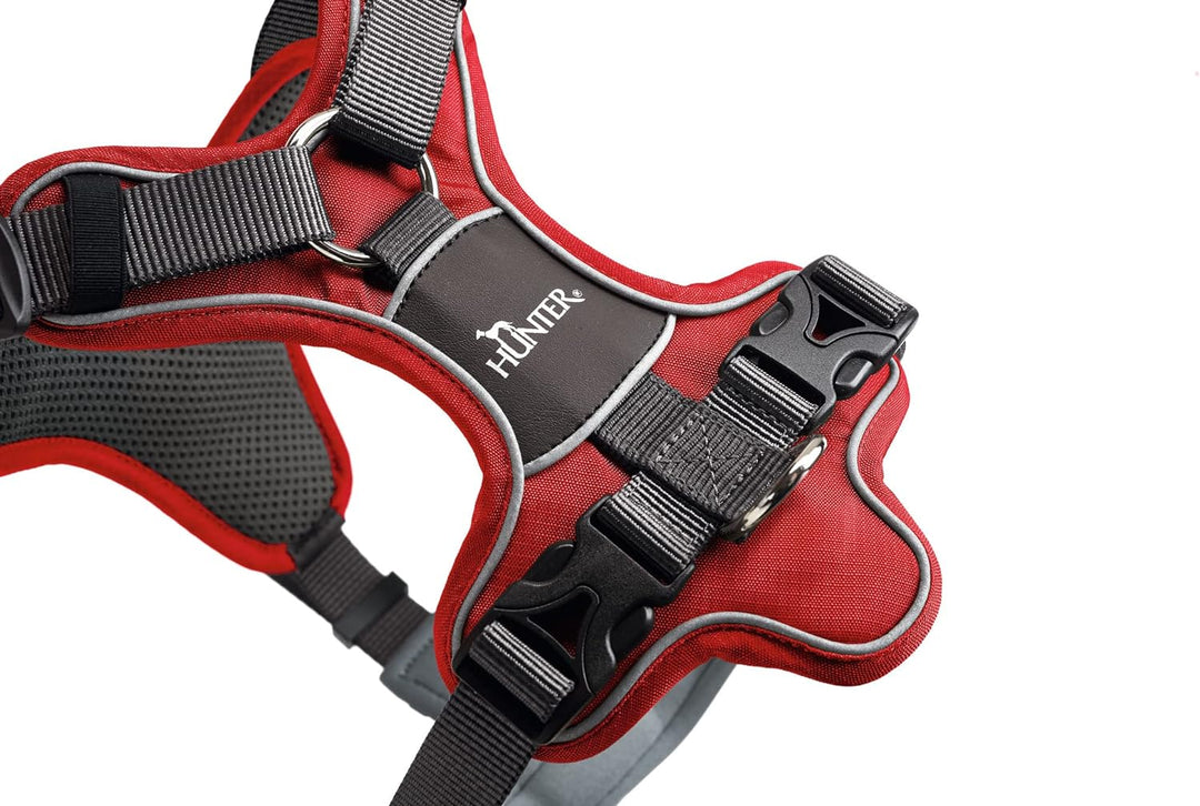 HUNTER DIVO Hundegeschirr, L, 72-100 cm, rot/grau 72 - 100 cm rot/grau, 72 - 100 cm rot/grau