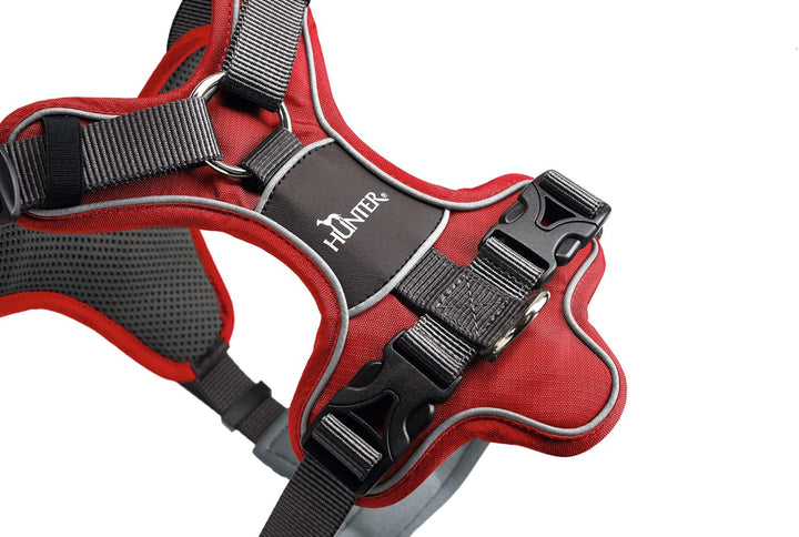 HUNTER DIVO Hundegeschirr, XS, 34-47 cm, rot/grau 34 - 47 cm rot/grau, 34 - 47 cm rot/grau