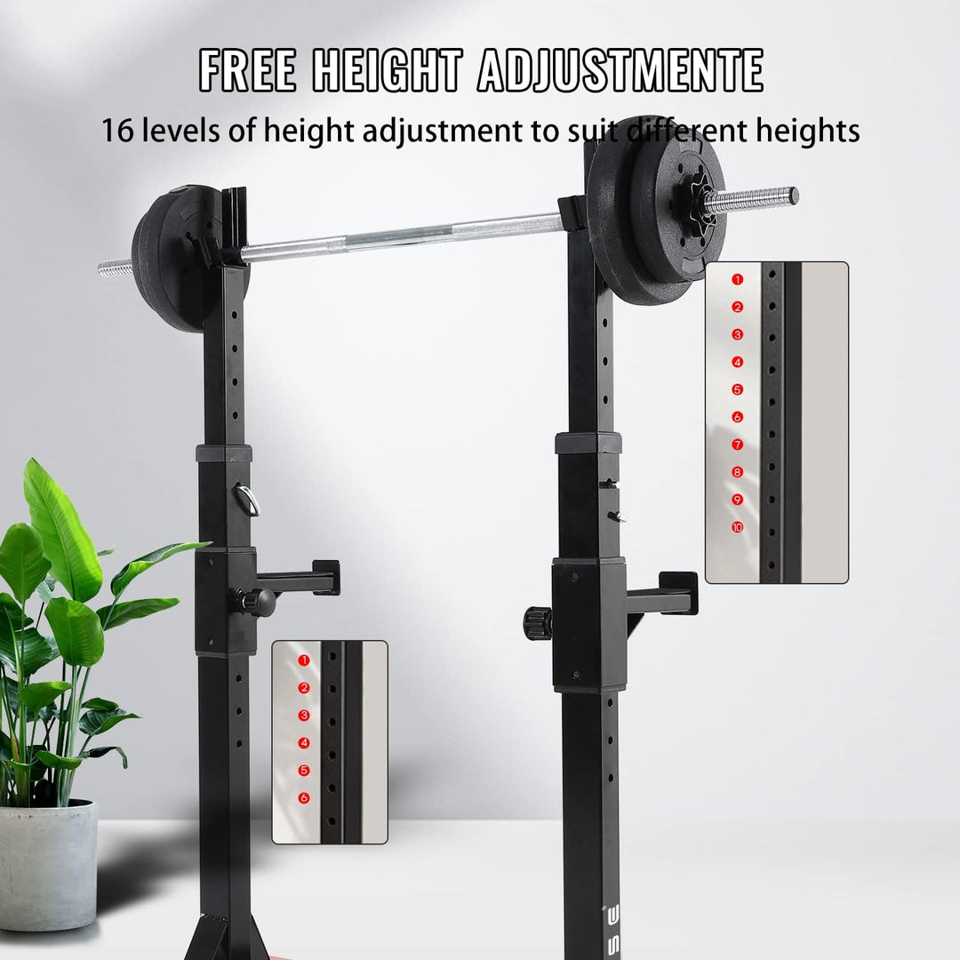 ISE Hantelständer Squat-Rack mit 6 Höhenverstellbar Langhantelablage,2 Einzelnen Ständern,Aus pulver
