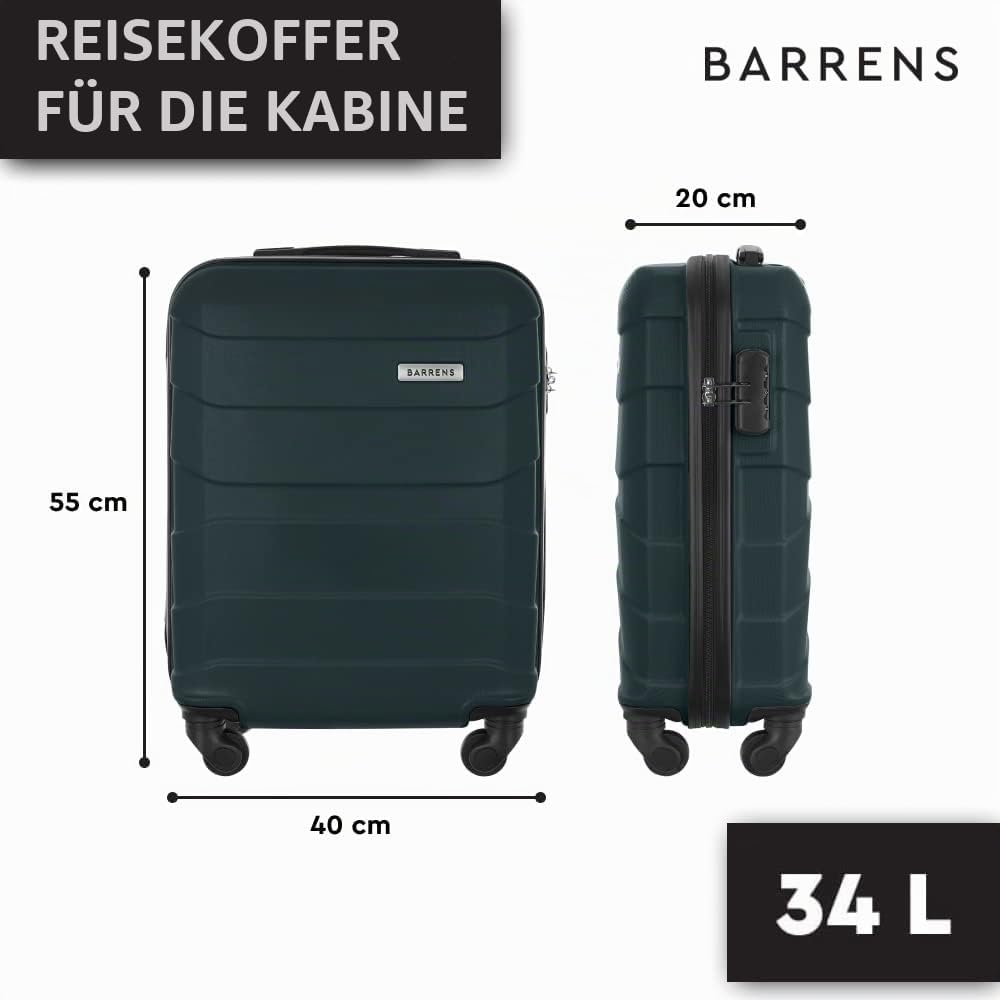 BARRENS Kabinenkoffer | Kabinengepäck | 55x40x20cm | 34 L | ABS-Material | Chiffrierschloss | Flexib
