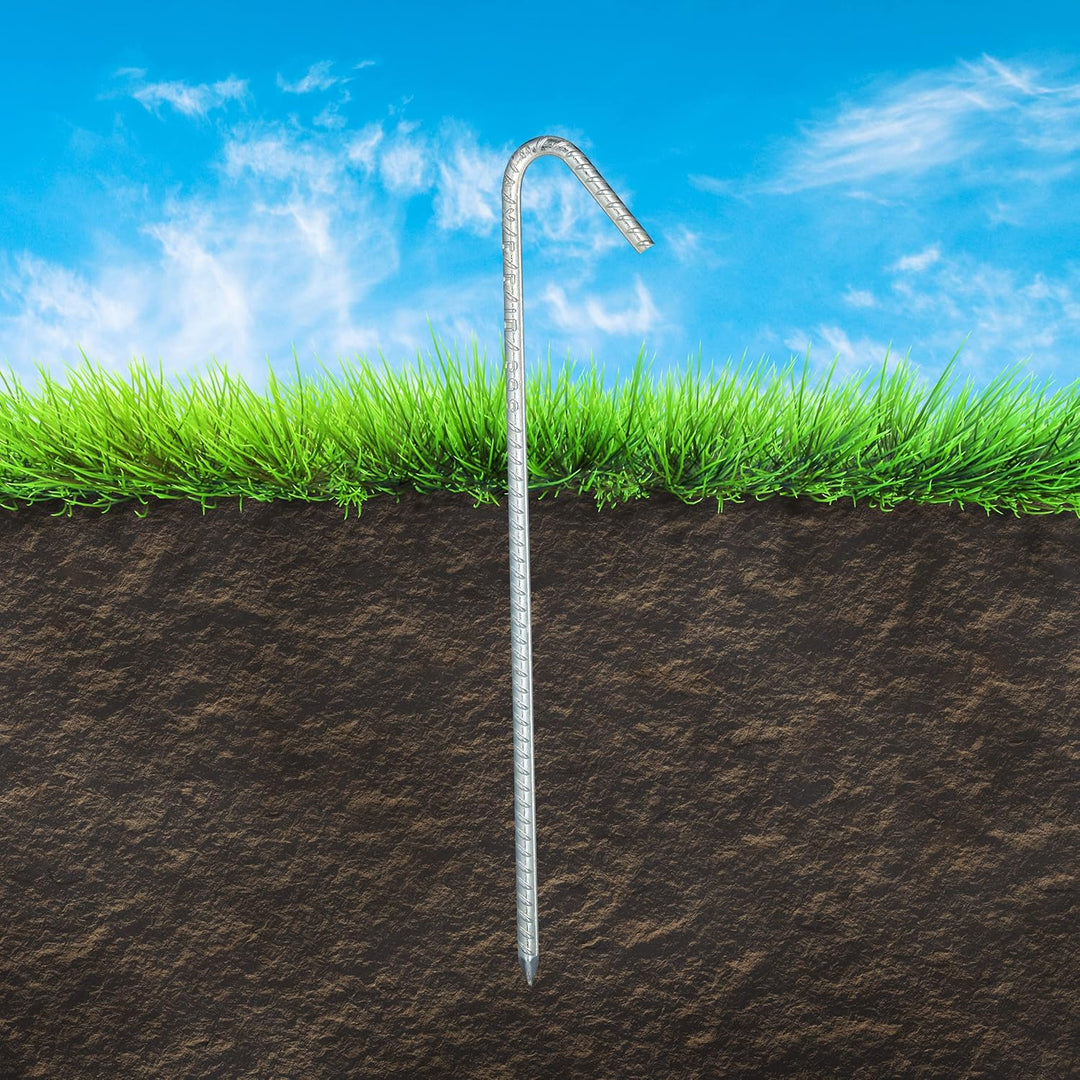 Relaxdays, silber XL Bodenanker im 10er Set, extrem stabile Erdanker, Zeltzubehör, extra lang, 37 cm