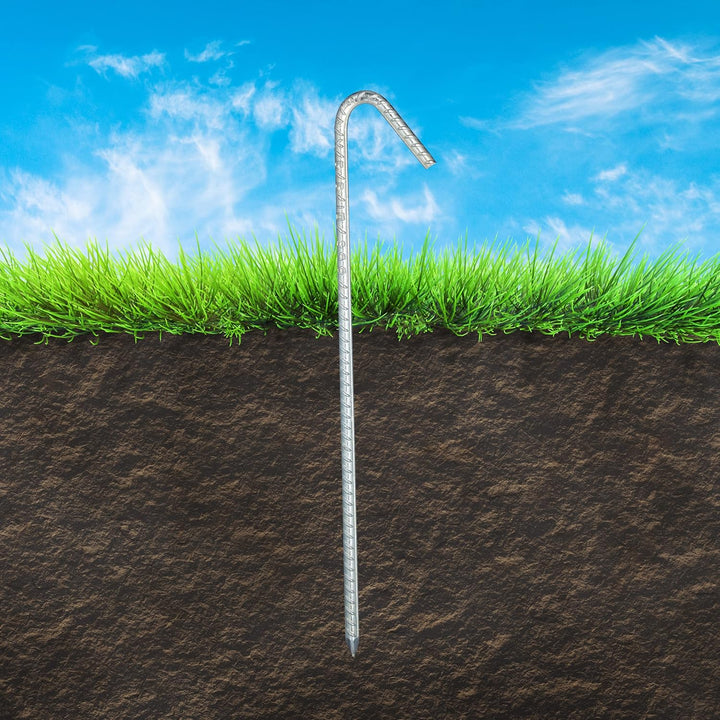 Relaxdays, silber XL Bodenanker im 10er Set, extrem stabile Erdanker, Zeltzubehör, extra lang, 37 cm