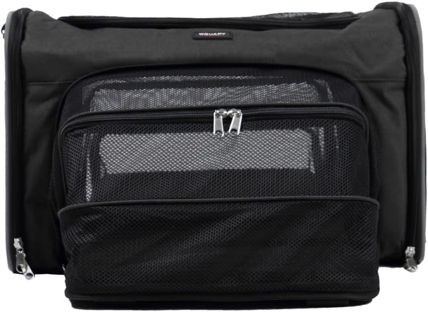 Wouapy Hundetragetasche für Hunde, Schwarz Schwarz L 45 x l 25 x H 28 cm, Schwarz L 45 x l 25 x H 28