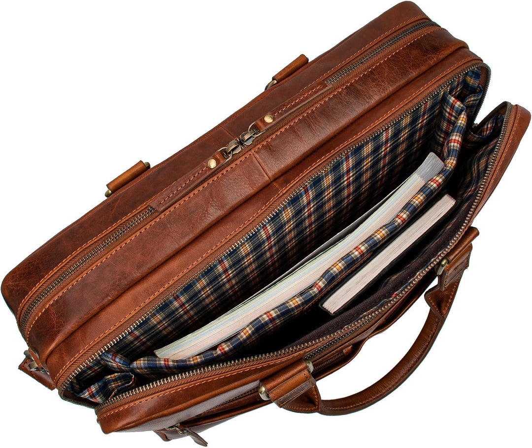 Marc Peter Laptoptasche Dallas I Leder Umhängetasche für 15.6 zoll Laptop I Aktentasche für Notebook