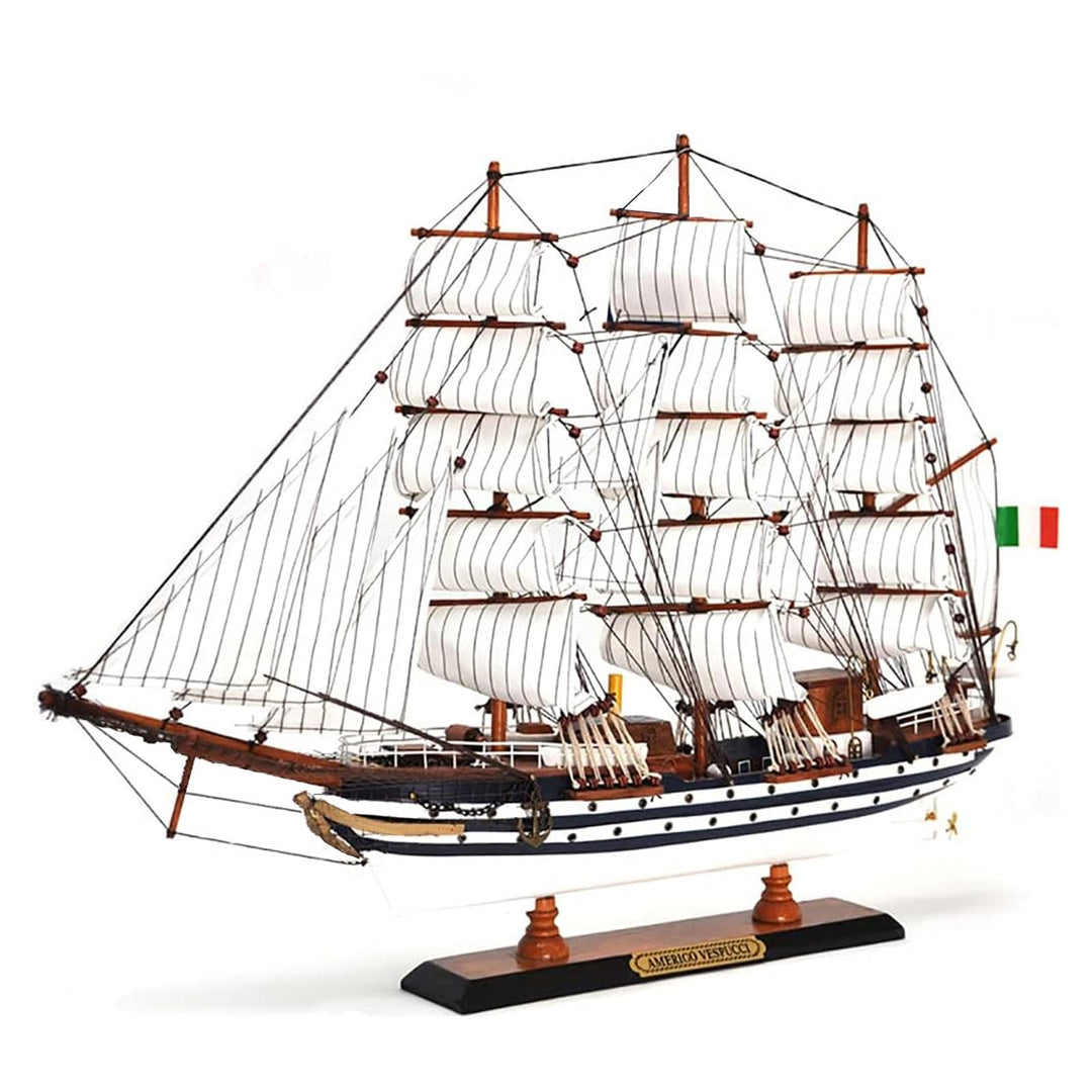 YLME Schiffsmodell aus Holz Amerigo Vespucci Segelboot Modell aus Massivholz Segelboot aus Holz Naut