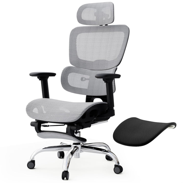 Ergonomischer Bürostuhl Voll-Mesh mit Abnehmbarem Kissen, Fussstütze, Höhenverstellbarem Rückenlehne