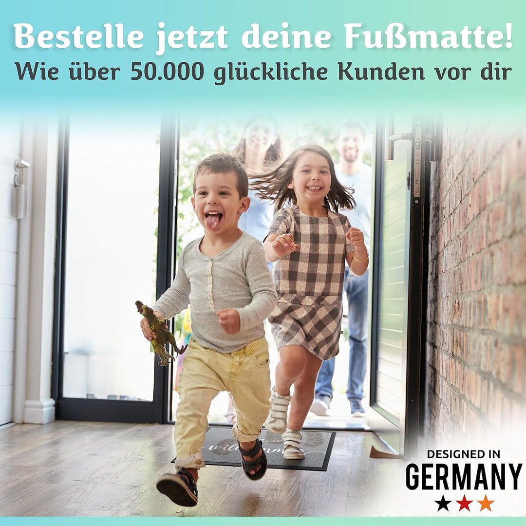 Bodenständig Blitzsauber: Die ultimative Fussmatte für innen - Grau Willkommen in 40x60cm saugstarke