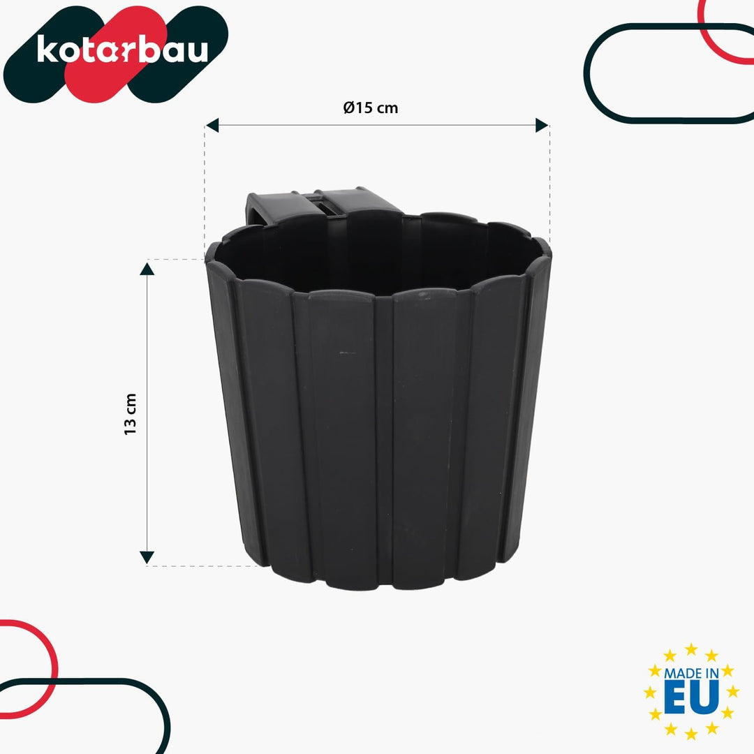 KOTARBAU® 6er Set Blumentopf Hängend - Pflanzkübel - ⌀ 15 cm H: 13 cm Anthrazit - Übertopf Kunststof